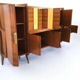 Monumental Wooden Cabinet with Parchment Panels by Gio Ponti, Italy