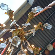 19th Bronze and Crystal Chandelier
