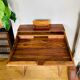 Desk, writing desk in solid rosewood and studded leather, 20th century.