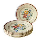 Set of 6 HBCM Earthenware Dessert Plates Model "Silver Odds"