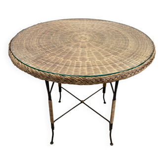 Art Deco wicker table with glass top, Germany, ca. 1920