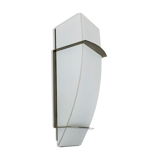 Wall lamp in satin glass and nickel-plated metal designed by Léonardo Marelli
