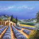 Oil on canvas, Chapel of Provence, lavender fields signed Ehrisman