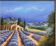 Oil on canvas, Chapel of Provence, lavender fields signed Ehrisman