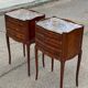 Pair of Louis XV bedside tables, early 20th century, marquetry and marble
