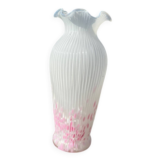 Ancien Vase verre opaline Clichy pantin