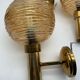 Set de 3 appliques murales globe en verre et métal doré