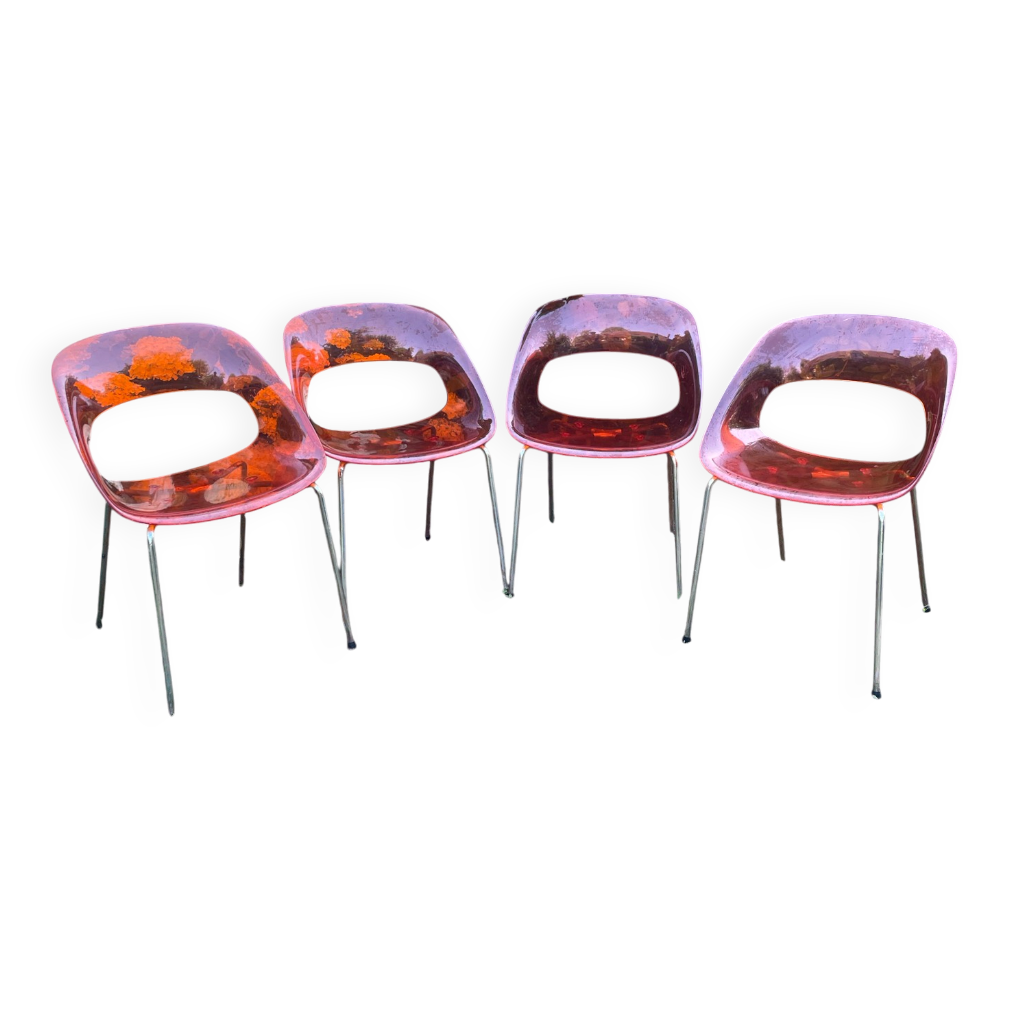 Translucent orange chairs