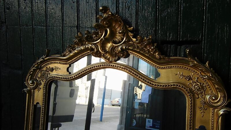 Gilded wooden mirror louis xv with frame