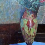 Tableau HSP Composition Intérieur aux roses, vase pâte de verre et piano
