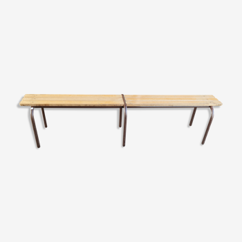 Banc d'école métal et bois