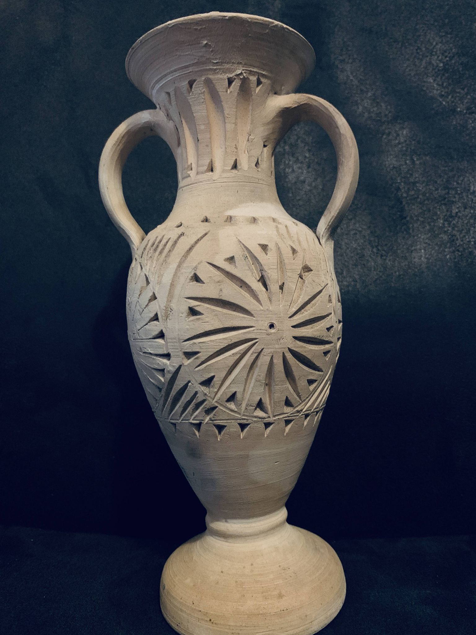 Amphora vase 20cm pottery Tunisia antique style handmade