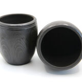 Set of 2 glasses in intense black ceramic from Romania