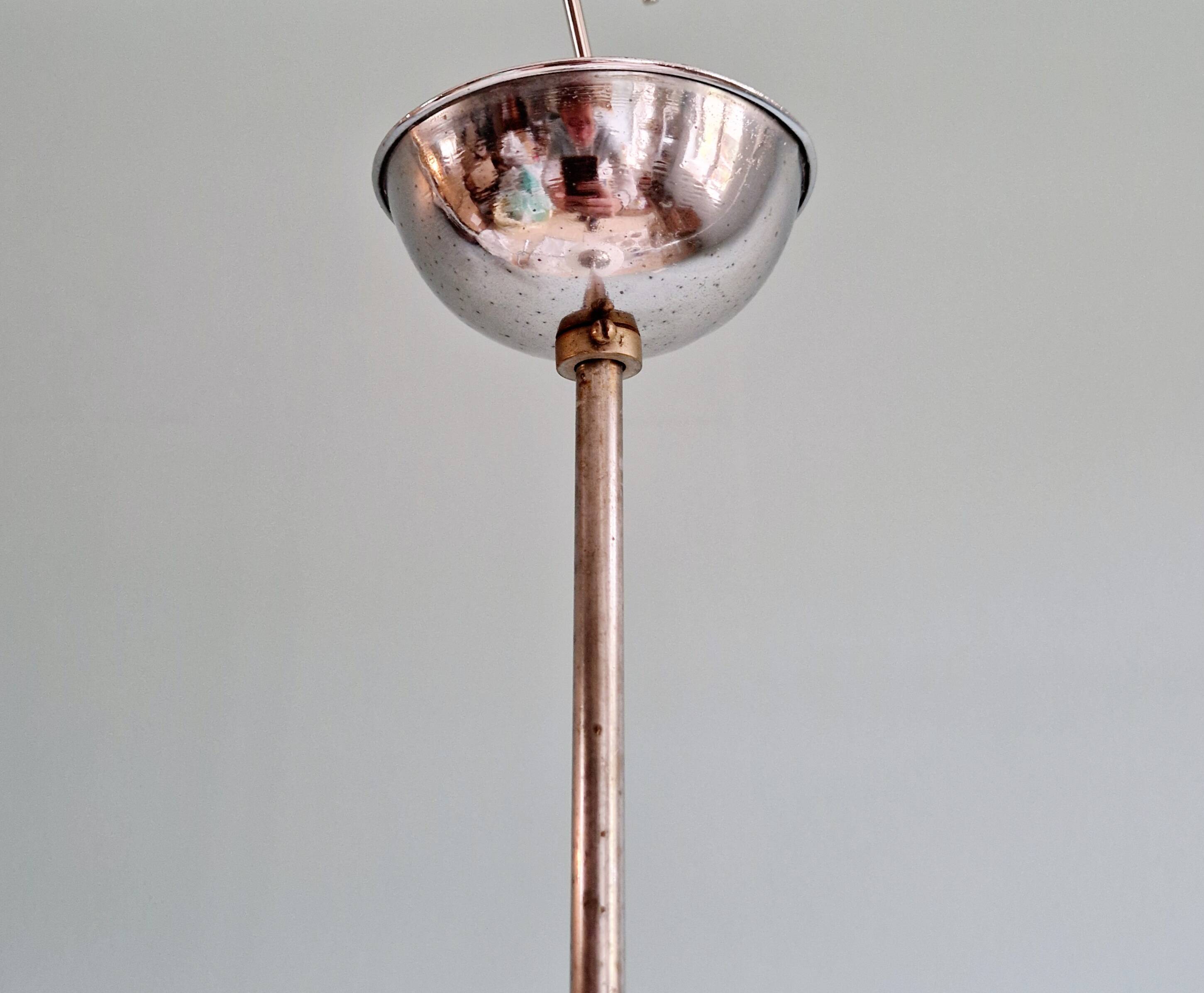 Large Art Deco pendant light in white opaline, 1920s-30s