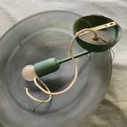 Large vintage lustra suspension light fixture large translucent green basin - SCE made in France