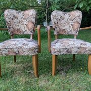 Paire de fauteuils bridge Art déco en bois massif, années 40-50