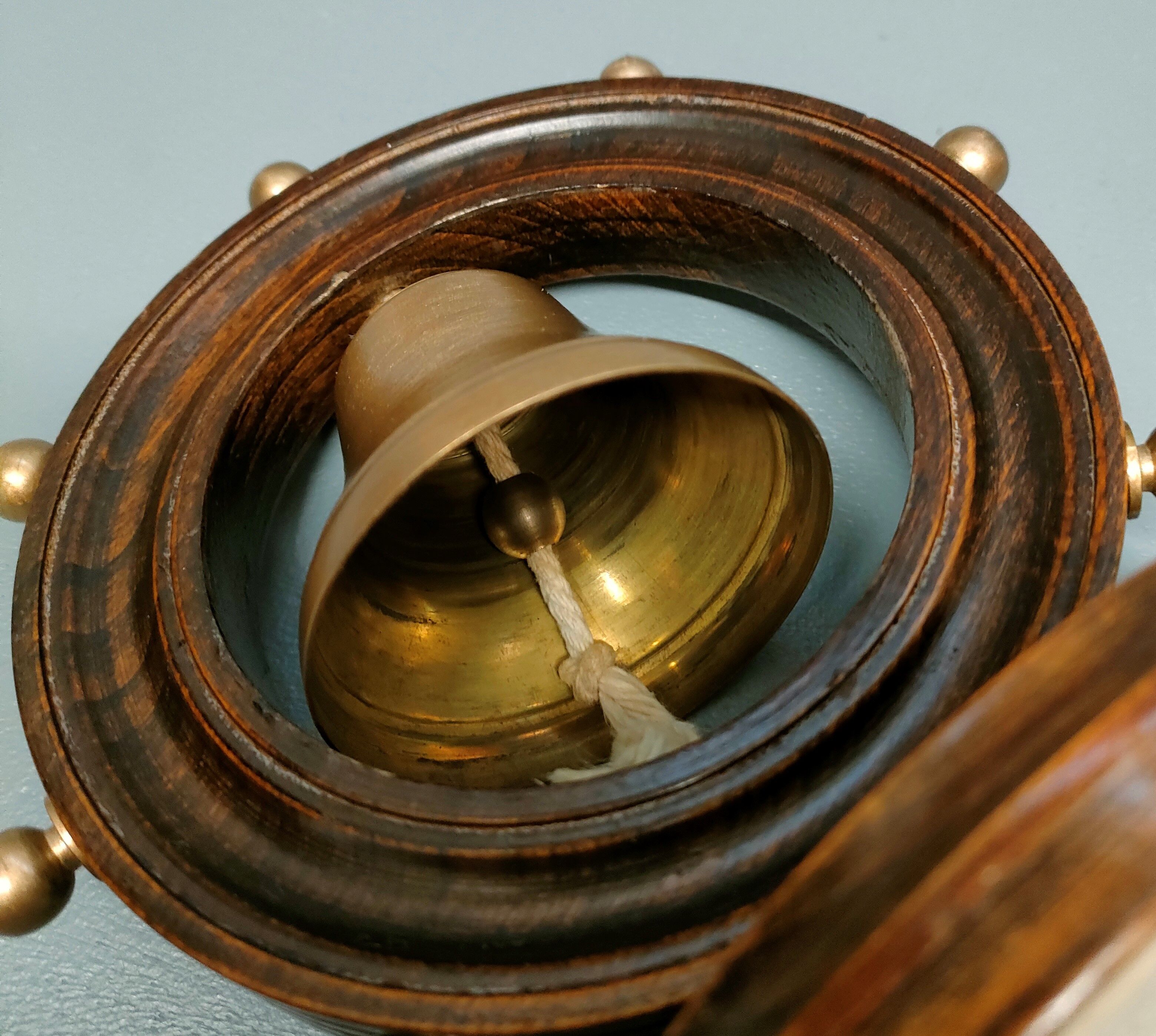 Ship's bell mounted on bar 1950s 60s