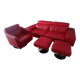XXL Set Red Leather House - sofa, armchair and 2 poufs