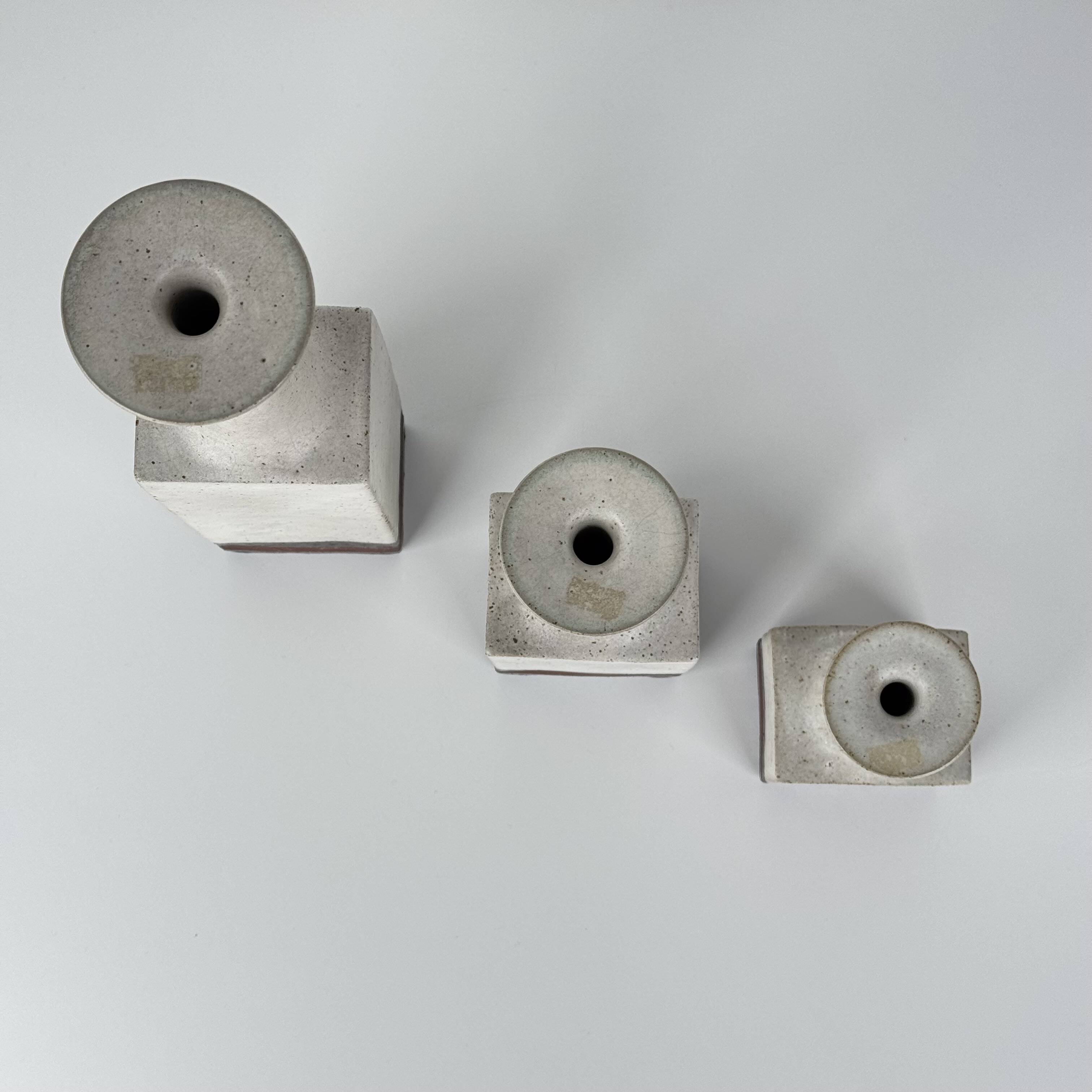 Rare Bruno Gambone Ceramic Monofiore Vase Trio, Italy – Mid-20th Century