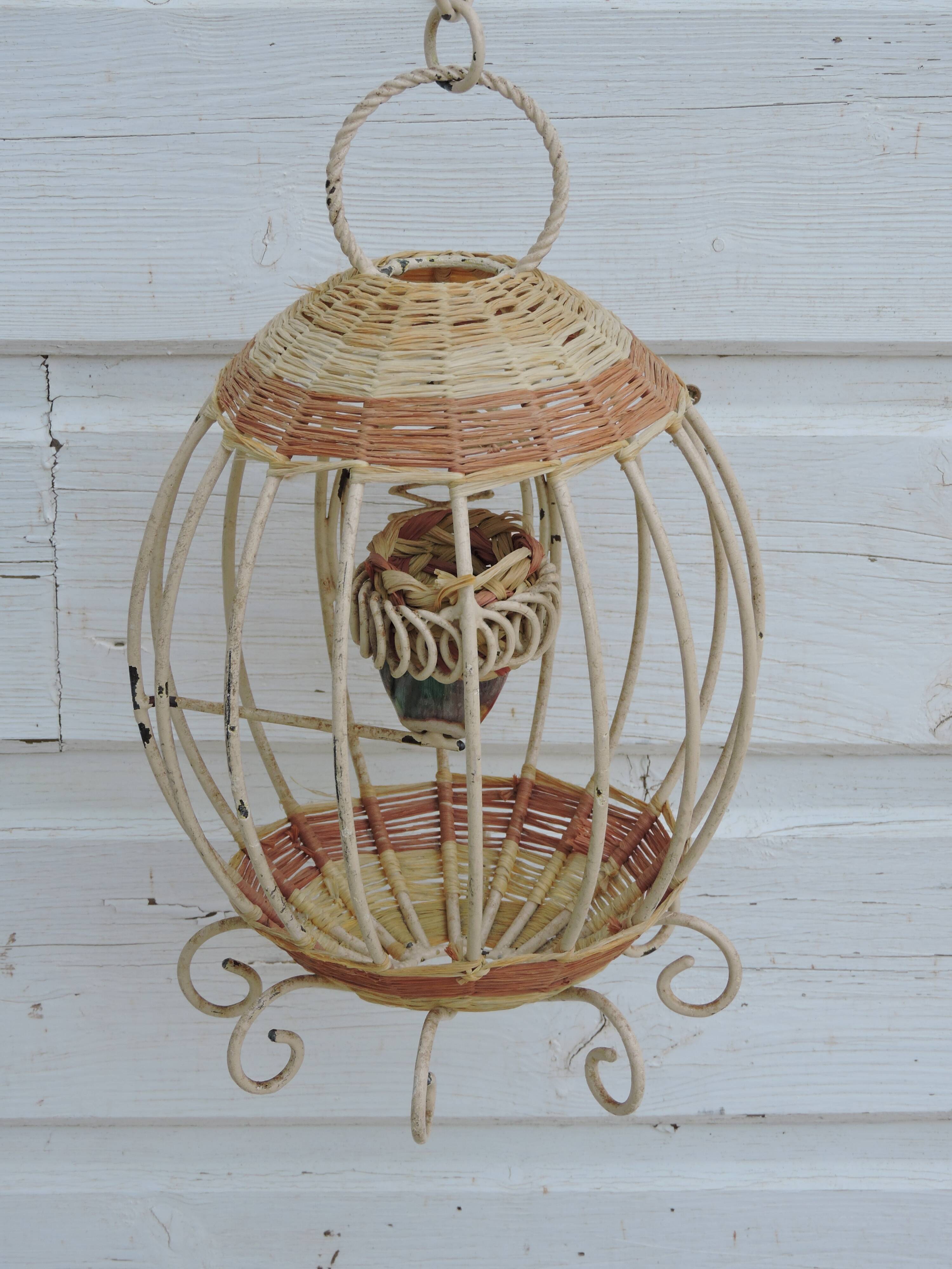 Vintage bird cage wall lamp