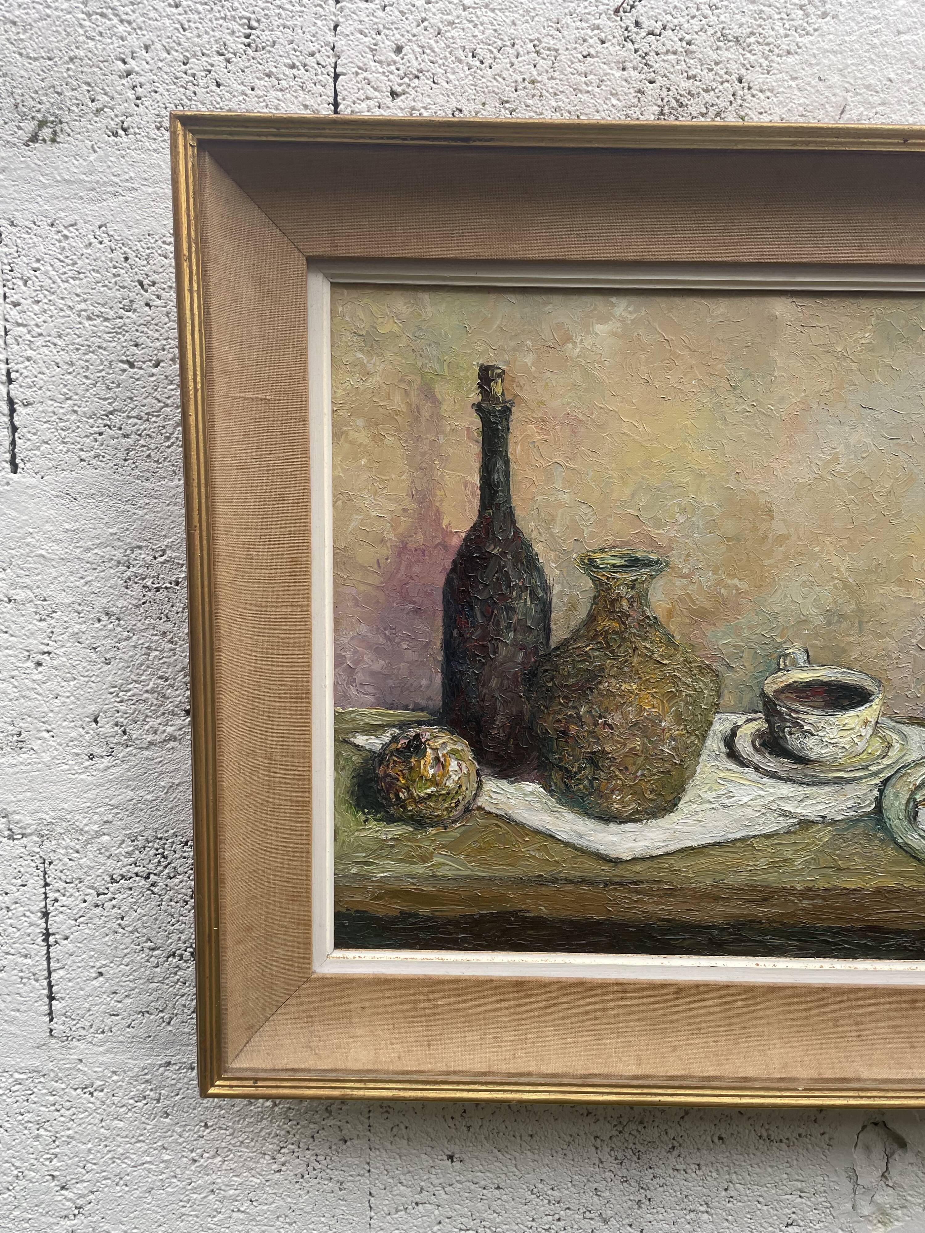Peinture à l’huile signée Milieu du siècle