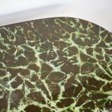 Midcentury Italian Oblong Marble Effect Table With Wood Base.