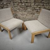 Pair of 1970s loop wool lounge chairs