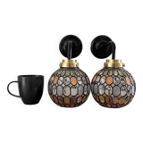Pair of faceted globe wall sconces