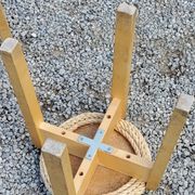Paire de tabourets scandinaves en bouleau et jonc de mer des années 70/80