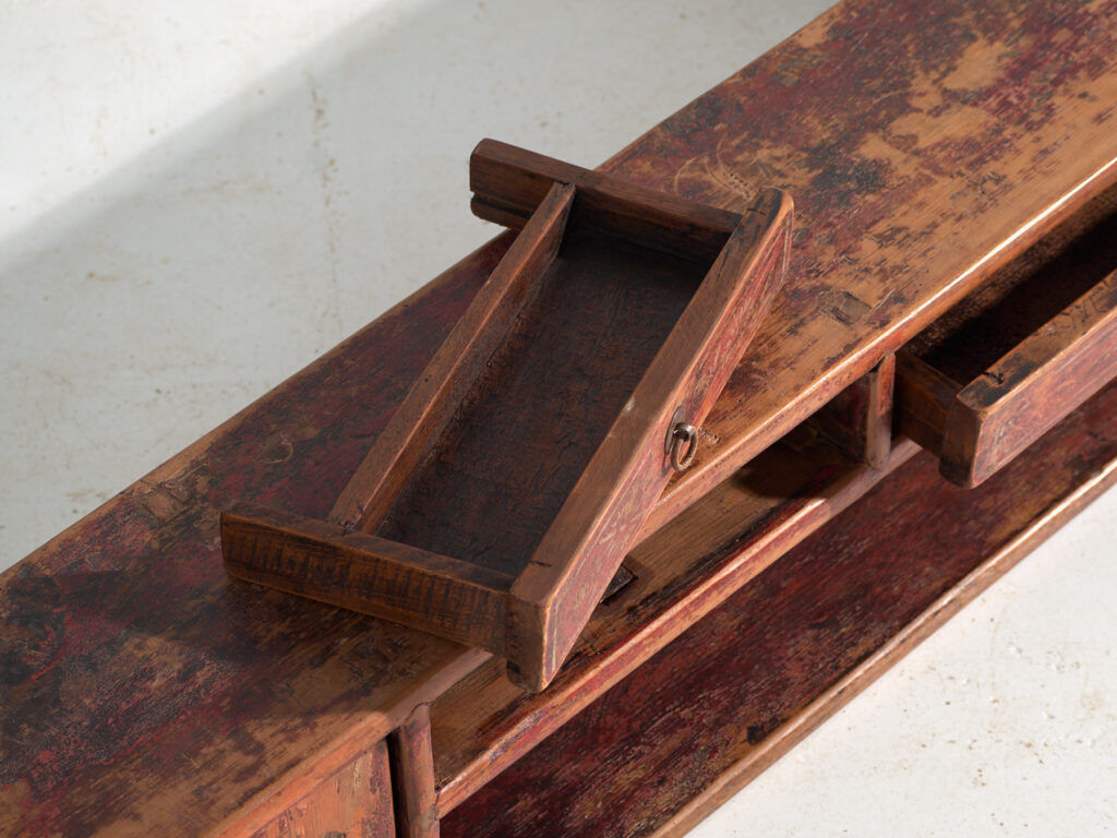 Old low cabinet painted in pine wood – China, around 1930