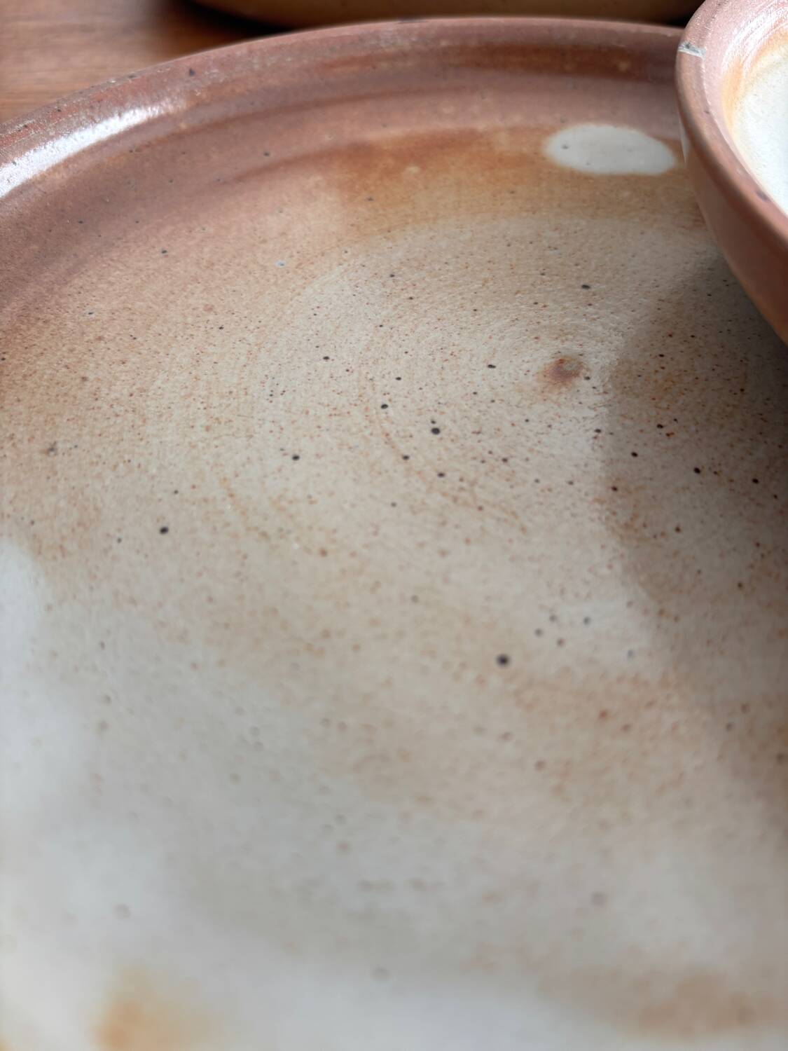 Natural stoneware plate 1970 vintage ceramic beige