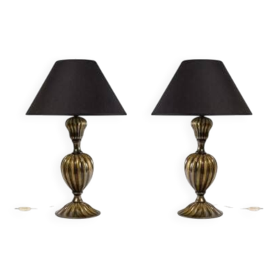 Paire de lampes de table en verre de Murano, Italie, 1950.