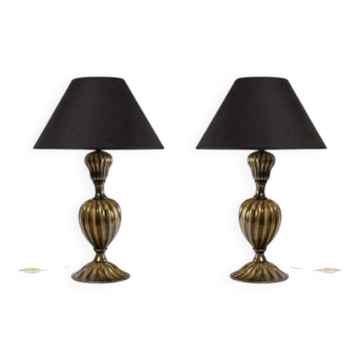Paire de lampes de table en verre de Murano, Italie, 1950.