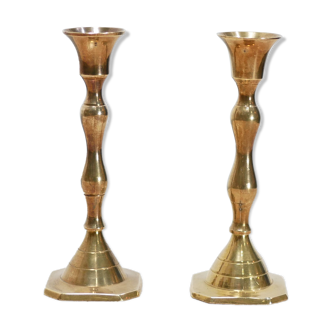 Pair of vintage brass candle holders