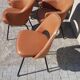 Set of 6 chairs and 2 knoll conference leather chairs