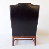 Chesterfield high back leather armchair black from the 1960s
