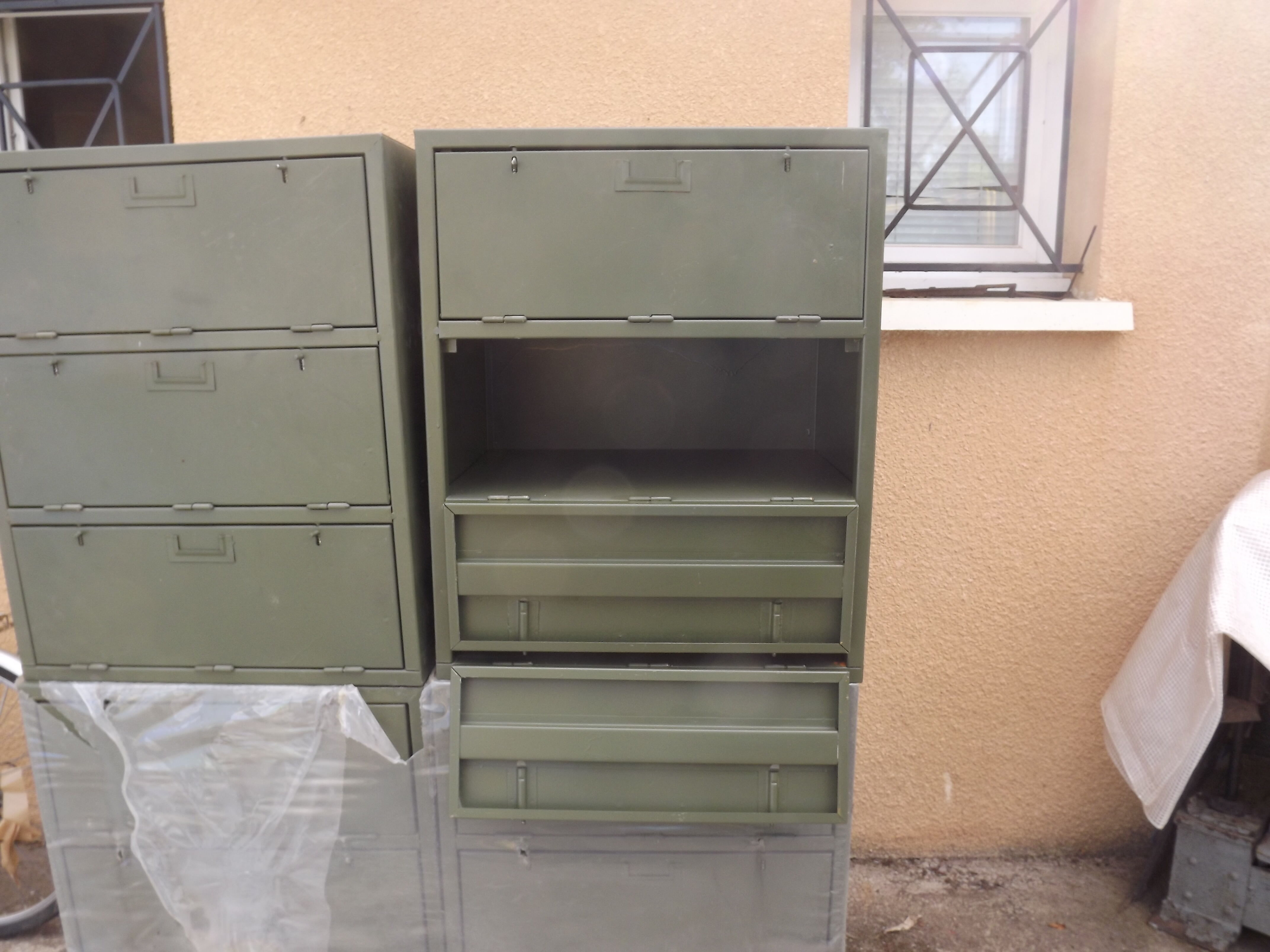 Furniture with an industrial iron locker army