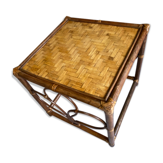 Small rattan coffee table.