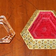 Cendrier persan antique avec plateau triangulaire en verre