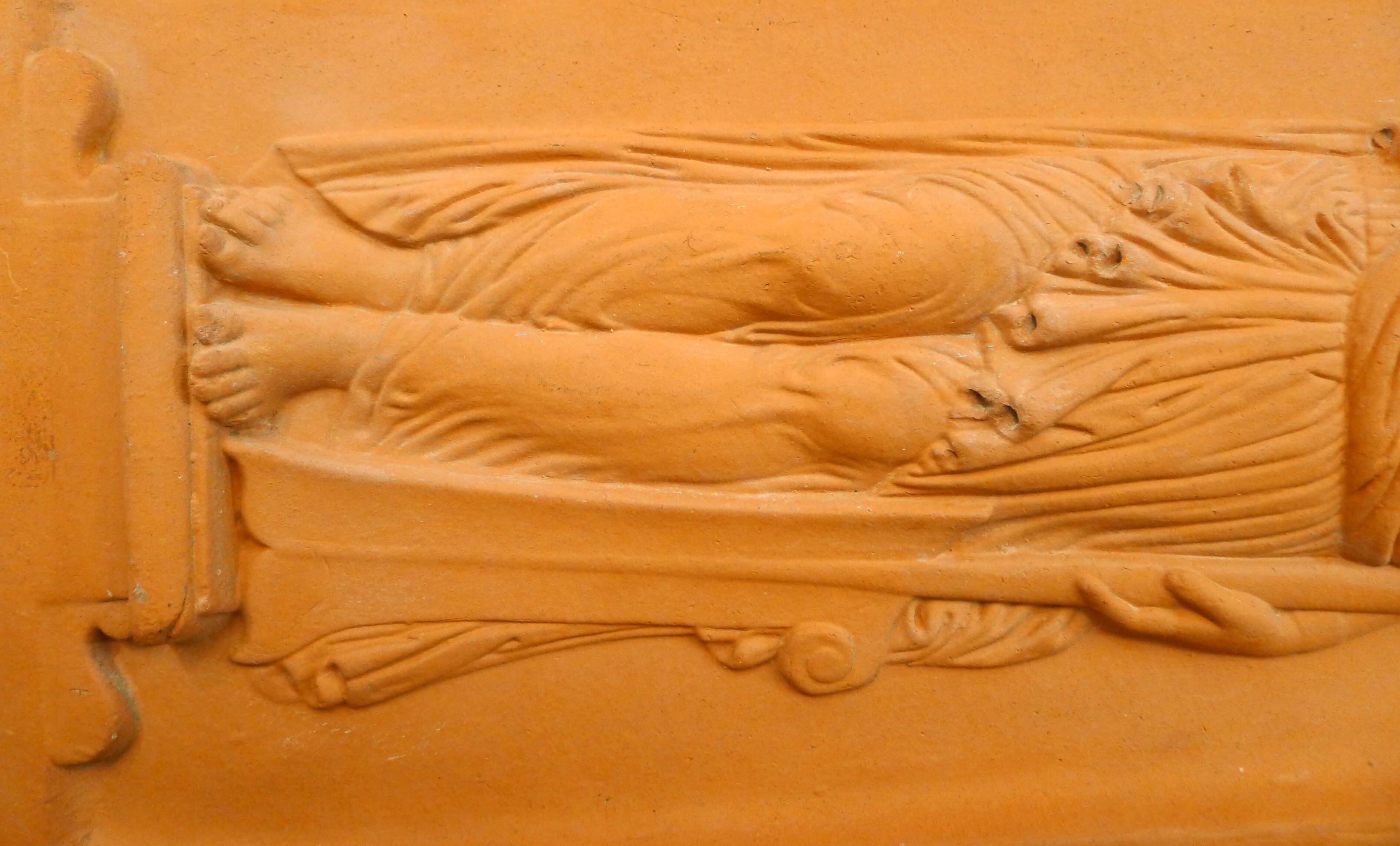 Wall plaque Woman bather, terracotta bas-relief