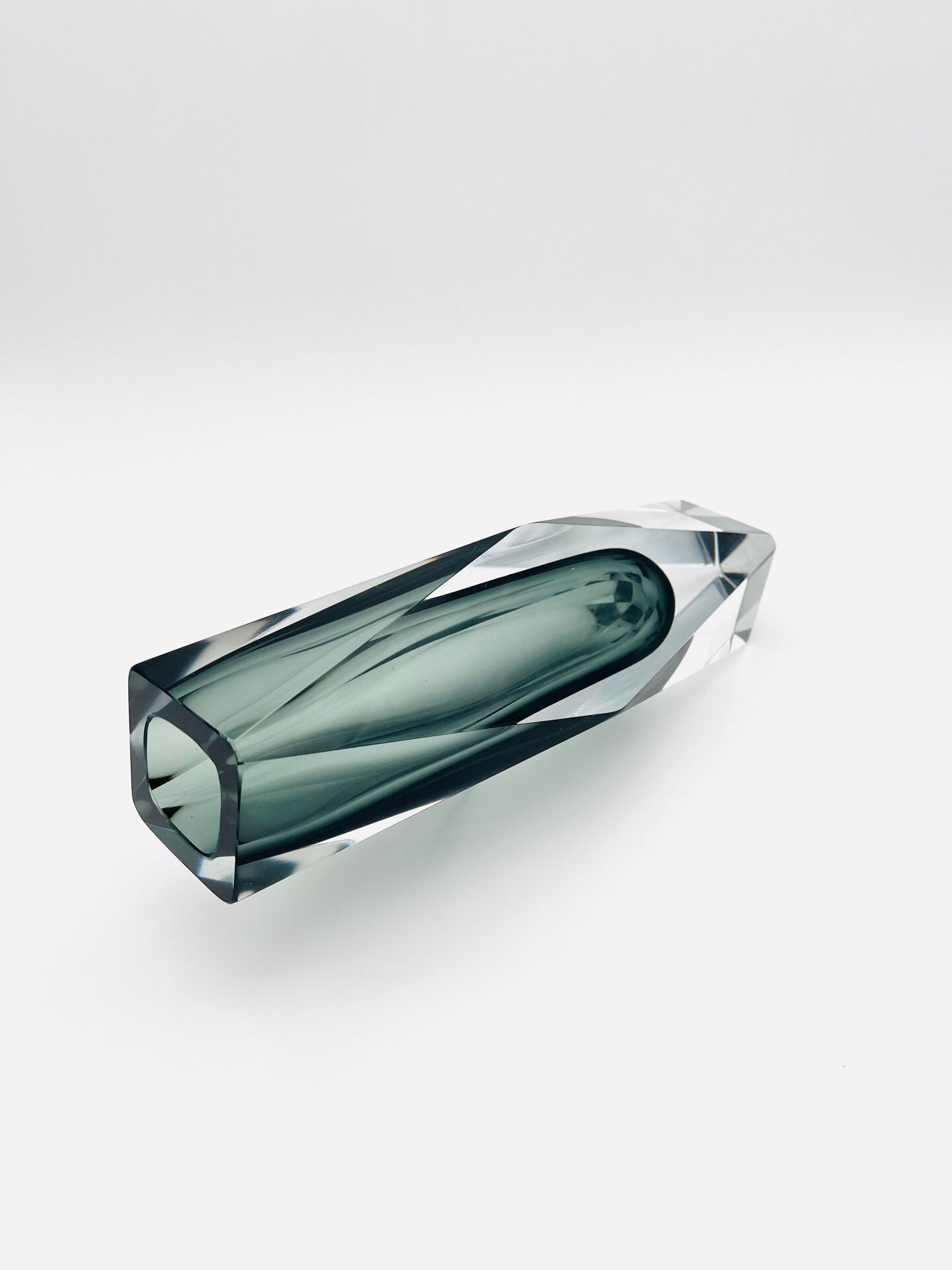 Vase XXL 30cm Murano Sommerso Alessandro Mandruzzato Gris Fumé