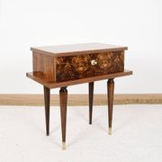Vintage bedside table from the 50s in lacquered wood and mahogany.