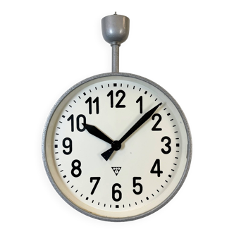 Grande Horloge Industrielle Double Face pour Chemin de Fer ou Usine de Pragotron, 1950s