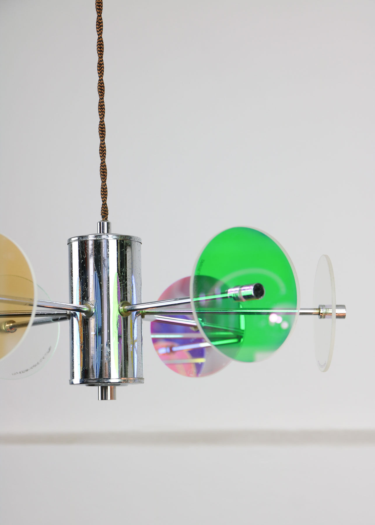 Vintage Italian Chrome Lamp Duo, 70s