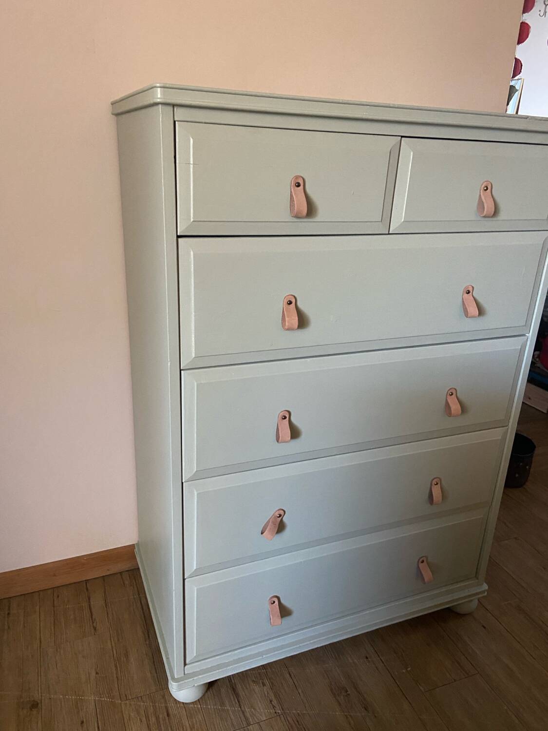 Commode bois vert 6 tiroirs