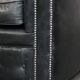 Black cowhide leather chesterfield armchair