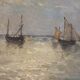 Impressionist painting on cardboard 1900 - marine, boats