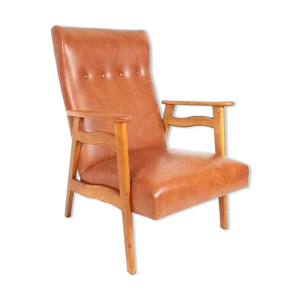 Fauteuil vintage cuir - marron