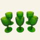 Six green glass wine glasses, Marinha Grande (IVIMA), diamond point.