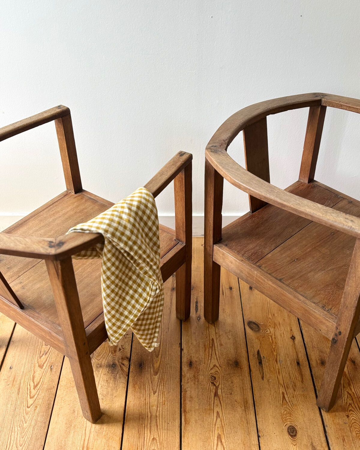 Pair of solid wood armchairs